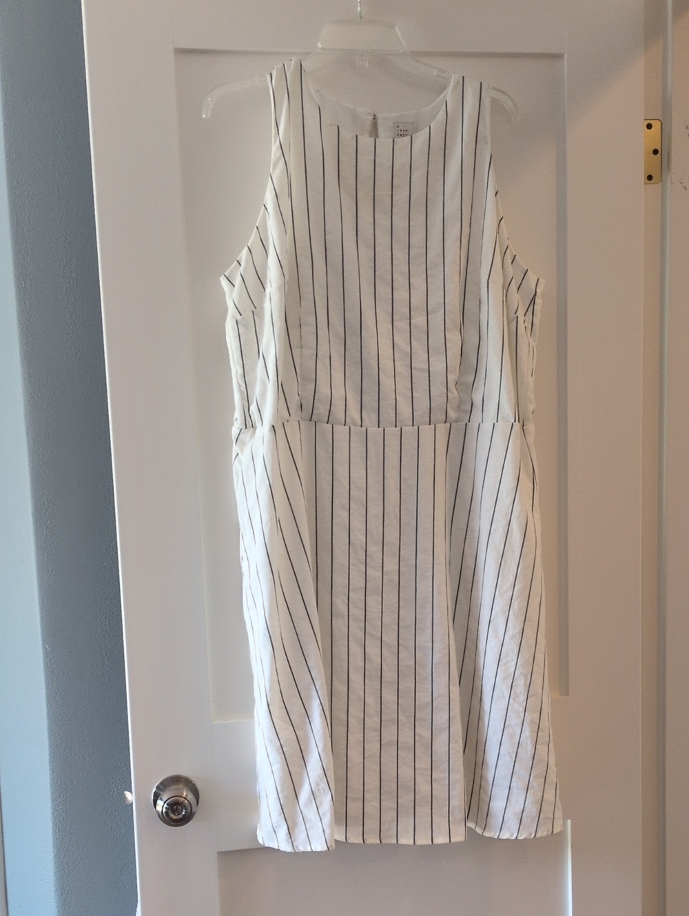 a new day White Dress with Black Pinstripes